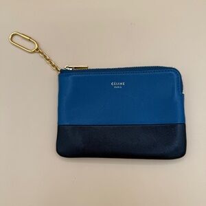 Celine Blue Black Colorblock Key Holder Cardholder Pouch Wallet with Dust